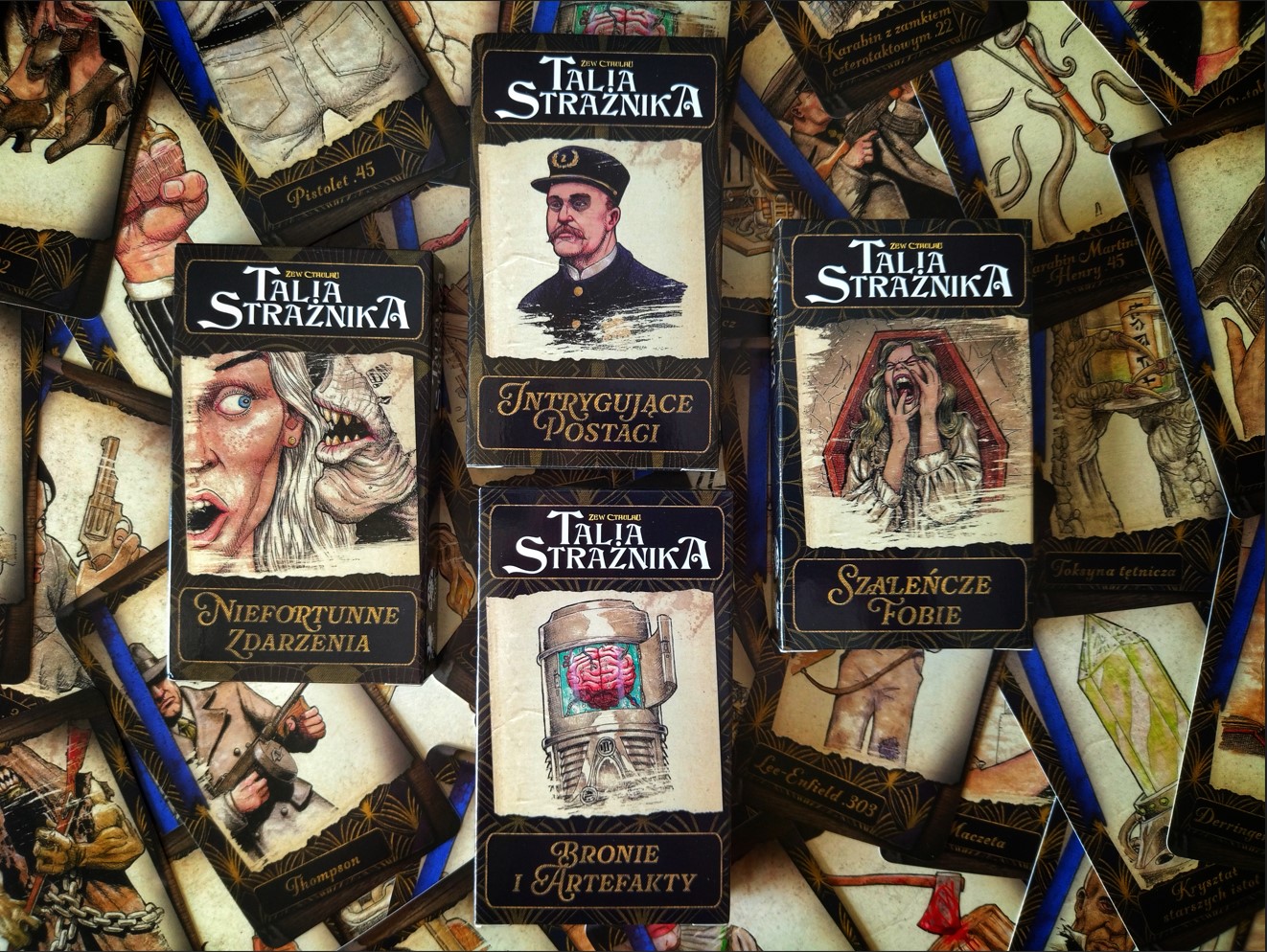 Wizualizacja 4 talii kart z serii Talia Strażnika